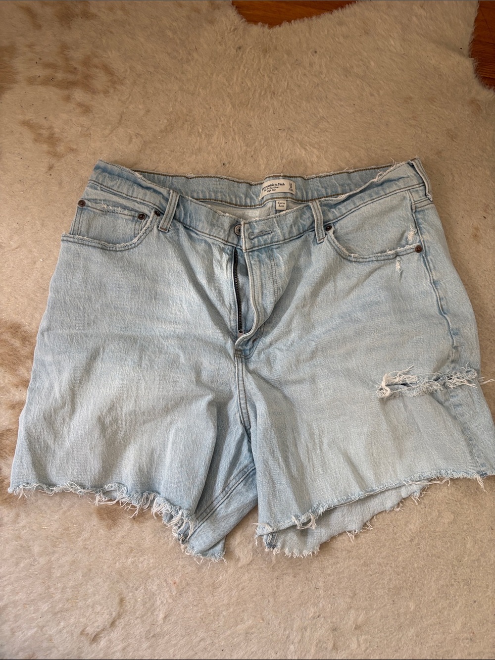 Abercrombie & Fitch Light Blue Distressed Denim Shorts